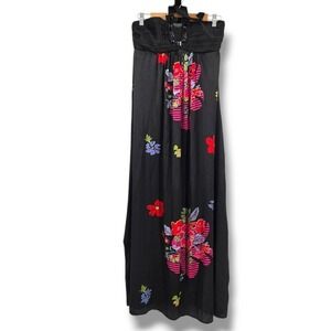 Apollo‎ 90s Y2k Maxi Dress Strapless Floral Print Evening Party Dress XL
